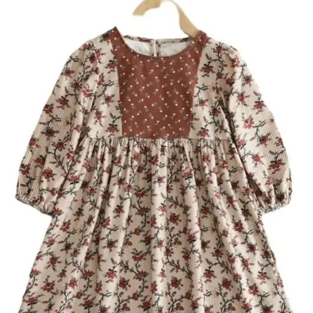Floral Long-Sleeve Kids Casual Dress - Picture 4 of 4